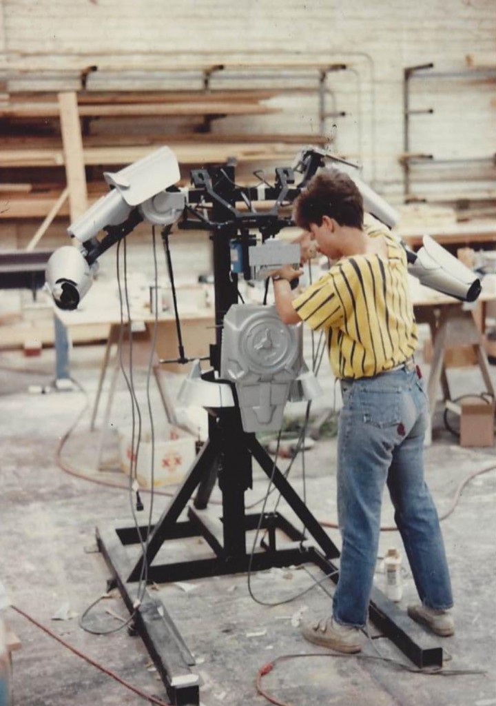 Deb Ruzinsky sets up the Michael Jackson robot armature. 