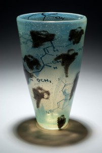 Michael Janis, "Crossing Paths" , fused and hotworked glass, 14"H x 8" Dia.