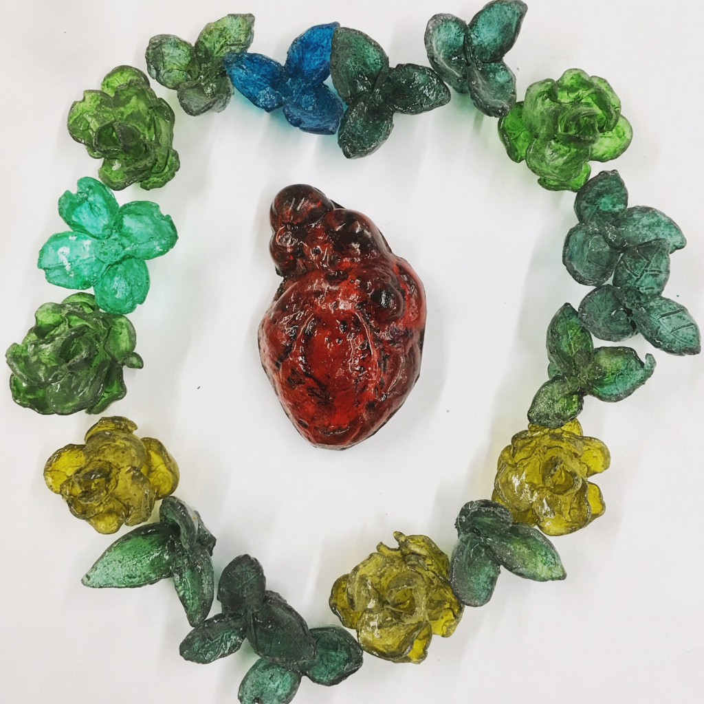Washington Glass School's Cast Glass Heart and Flora 