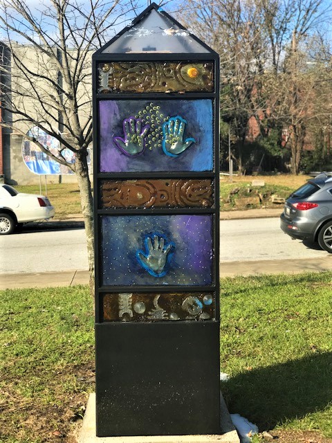 “Inspire” public art sculpture by Sean Hennessey and John Henderson for Baltimore's Lots Alive Outdoor Community Art Program. 
